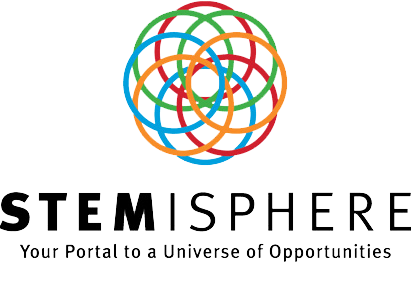 A group of multicolored circles superimposed on top of each other, and the text "STEMisphere" in large black font, and "Your Portal to a Universe of Opportunities" in smaller black font