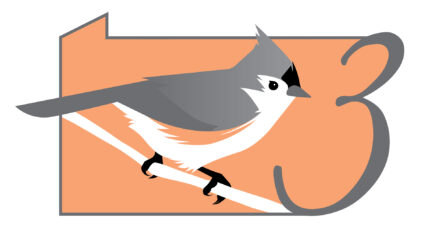 Graphic of a bird perched on a branch, with an image of the state of Pennsylvania and the number three