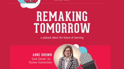 Adult with glasses and jacket profiled on a beige background