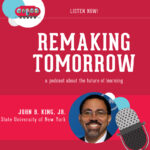 Graphic featuring a man wearing glasses with an illustrated microphone