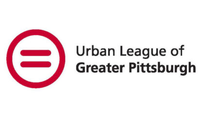 A red circle graphic with two red lines inside, along with the text "Urban League of Greater Pittsburgh" on the right