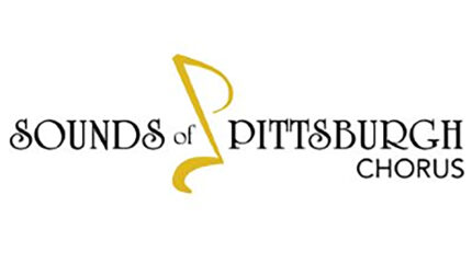 A graphic of a yellow eighth note, and the text "Sounds of Pittsburgh Chorus" written in cursive