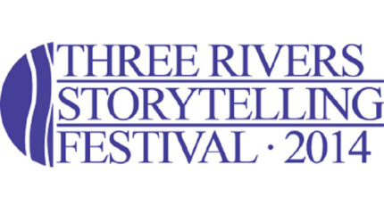 The text "Three Rivers Storytelling Festival 2014" in dark blue