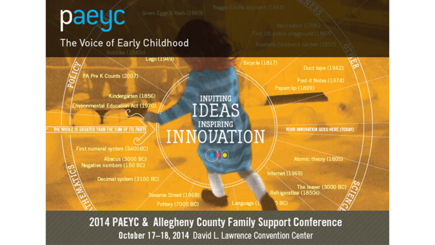 An image of a youth running on an orange background with white text superimposed, along with the text "paeyc" in the top left corner in light blue and "The Voice of Early Childhood"