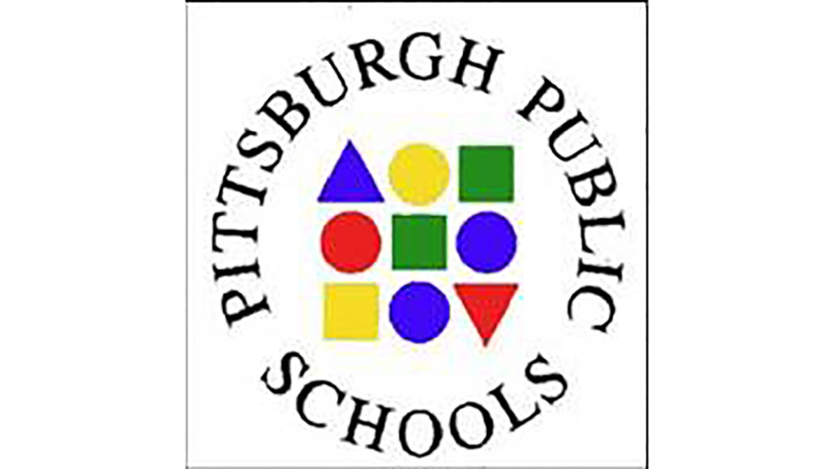 Nine multicolored shapes along with the text "PITTSBURGH PUBLIC SCHOOLS" surrounding the shapes in a circle