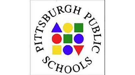 Nine multicolored shapes along with the text "PITTSBURGH PUBLIC SCHOOLS" surrounding the shapes in a circle