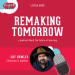 Graphic featuring an adult with an illustrated microphone