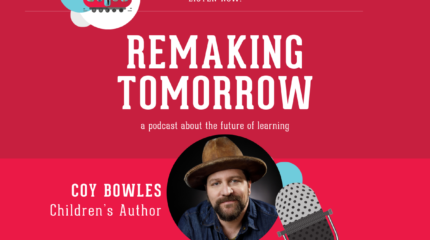 Graphic featuring an adult with an illustrated microphone