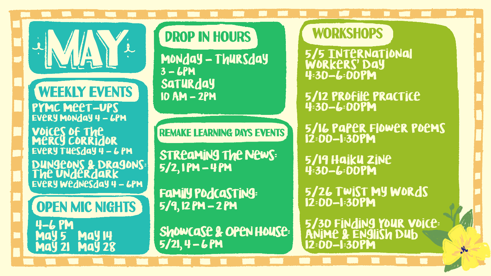 YMC May Calendar Graphic