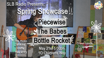 Spring showcase flyer with youth playing instruments