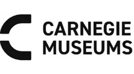 A black graphic of a letter C split in half, with the text "Carnegie Museums" in black on the right