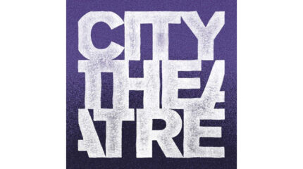 The text "City Theatre" in blocky white font on a dark purple background