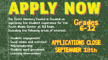 a flyer with details on SLB youth advisory council applications